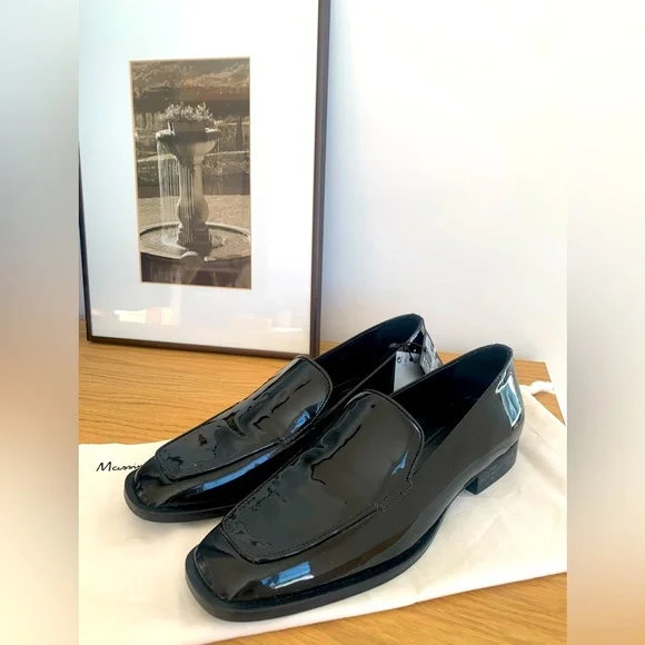 NEW MASSIMO DUTTI Mens Square Toe Loafers Size 7 Black Patent Leather Massimo Dutti Square-Toe Loafers - Black | Editorialist main image 2